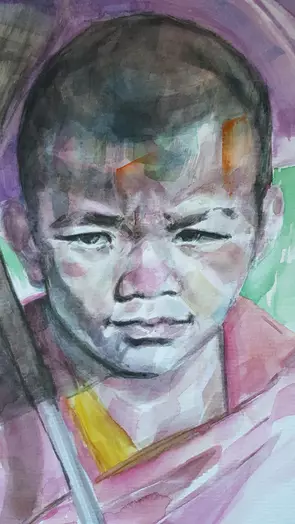 Meditation Art -Shade by Kenneth Chu, Watercolour