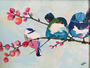 Wagtail Family by Chantelle Dryden, Oil
