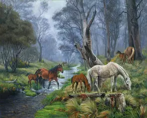 MOUNTAIN BRUMBY COUNTRY Ed. 4 of 25 by Ron and Jennifer Marshall, Reproduction Print, Australiana
