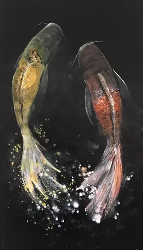 Two fish representing two people facing what life throws at them together.