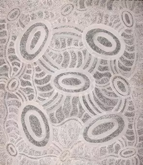 Janganpa Jukurrpa (Brush-tail Possum Dreaming) - Mawurrji (3820/19) by Judith Nungarrayi Martin, Acrylic, Abstract