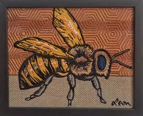 Bee (Ochre) by Leon Fernandes, Mixed Media