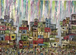 Rainy Day, Hanoi by John Peacock, Acrylic, Abstract