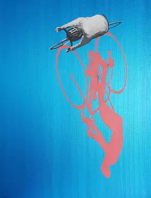 Shiny blue cyclist by Rory OBrien, Acrylic, Pop
