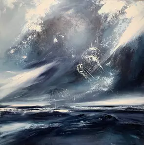 Winters Tale (100cm x 100cm) by Kat Las, Acrylic, Abstract
