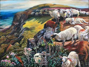 Strayed Sheep [after William Hunt 1852] by Greg Cliffe, Oil