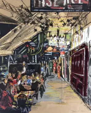 Dinner on Lygon Street - Limited Edition Print Ed. 5 of 50 by Juliet D Collins, Reproduction Print