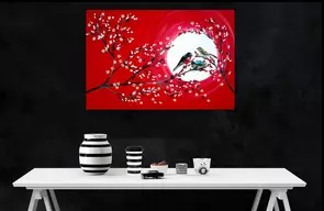 Red Robins and Cherry Blossoms by Mark Humphries, Acrylic