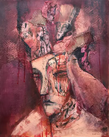 Conceptual mixed media portrait