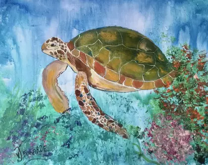 Beautiful Sea turtle in the ocean
