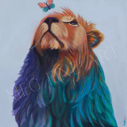 Lion acrylic painting, Lion painting, colourful lion painting,