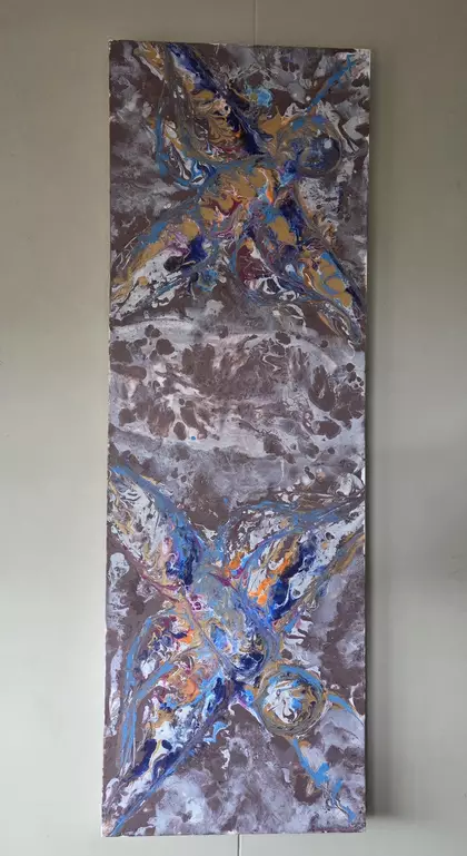 Dragonflies at Dusk is an abstract celebration of childhood memories spent lying in aromatic grass as evening settled around…