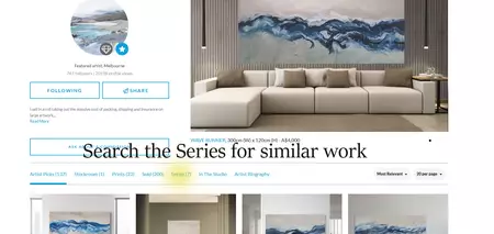 an abstract of mountains and the outback with a river — artist's signature