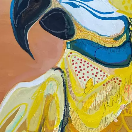Wallace is a Blue and Yellow Macaw and can be found in South America. — edge view