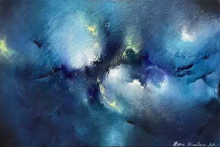 Hidden Moon by Amanda Bone, Mixed Media, Abstract