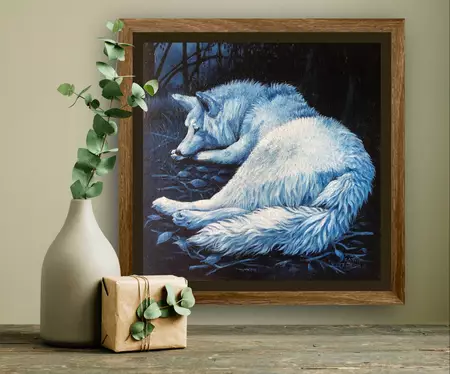 White wolf animal sleeping in forest
