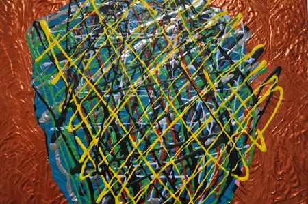 abstract, swirly lines, copper background — detail