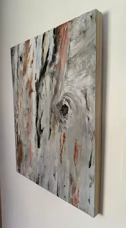 A section of Eucalyptus bark with a gnarly knot — edge view