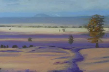 A quiet afternoon with the sun going down across the country plains. — detail