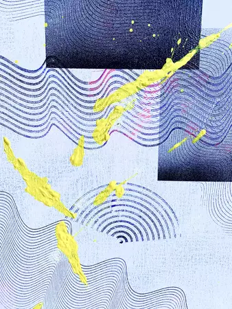 Inspired by artists such as Kandinsky, this abstract piece has the effect of movement and texture that seems to jum… — detail