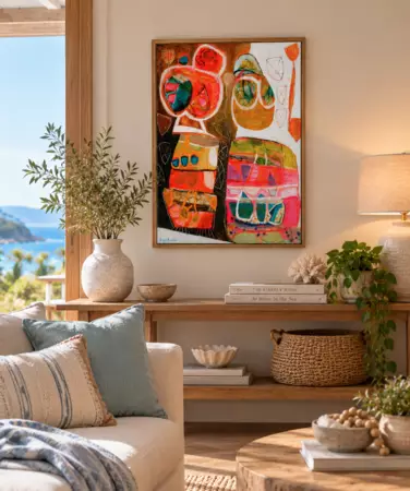 Vibrant, colourful abstract with random organic shapes.
