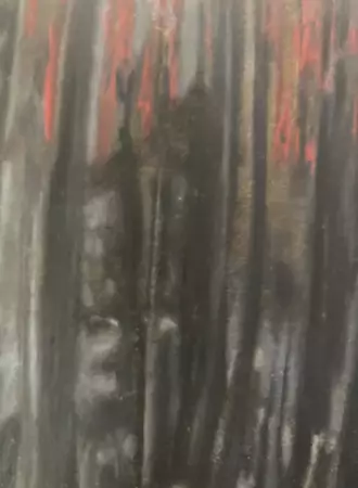 Side one - grassy hills Side two - trees And flames — edge view
