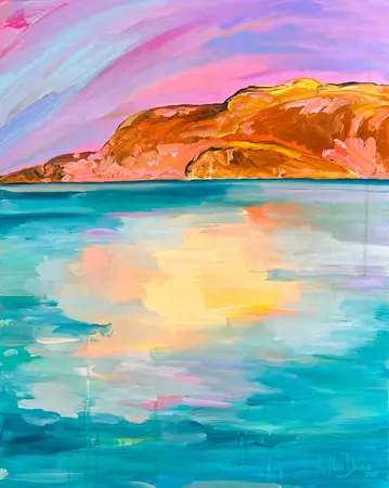 Vibrant and moody ocean abstract seascape With a sunset sky.
