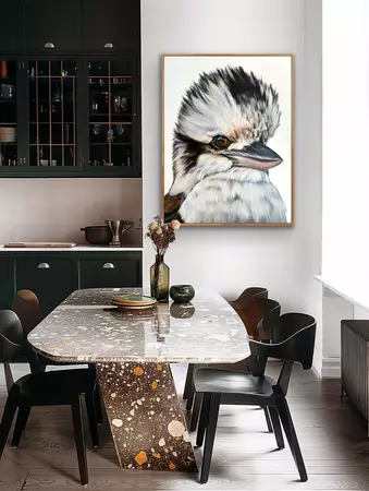 Australian Kookaburra portrait — shown hanging