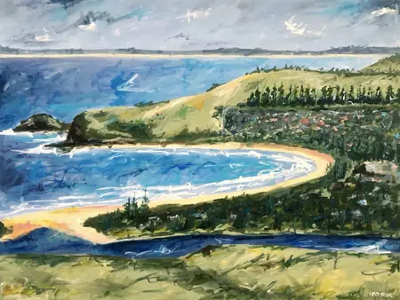 'Gerringong NSW’ Acrylic and artist crayon on canvas 121x91cm Ready to hang Comes with certificate of authenticity