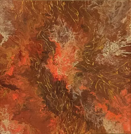 Red Centre Ablaze by Suyee Hughes, Acrylic, Australiana