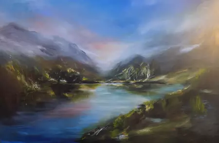 River and Mountain scene