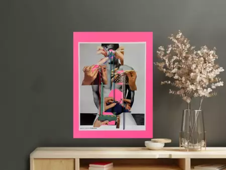 Gay erotica collaged with vintage sewing hands . I wanted to dissect the erotica enough to create … — shown in a room setting