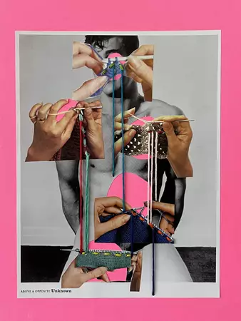 Gay erotica collaged with vintage sewing hands . I wanted to dissect the erotica enough to create new forms and shapes . Lik…
