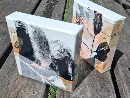 Contemporary landscape collage — shown hanging