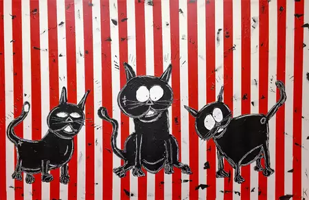 Cat 'ch Up by Leith Kennedy, Mixed Media, Pop