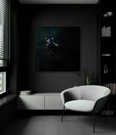 Two magpies in dark moody environment