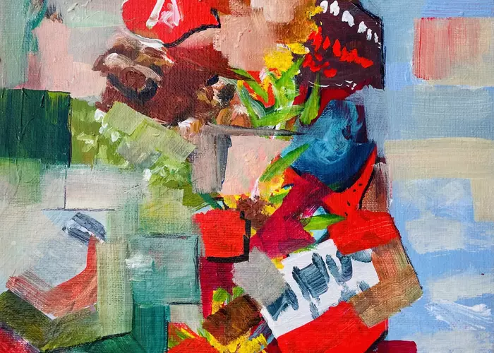 Abstract in Red by Michael Rogers