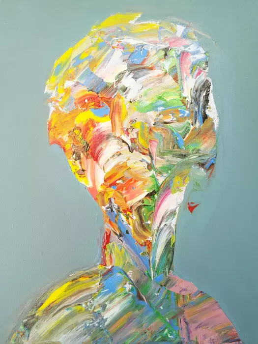 Faceless abstract impasto portrait painting . Hairline of Hope by ...
