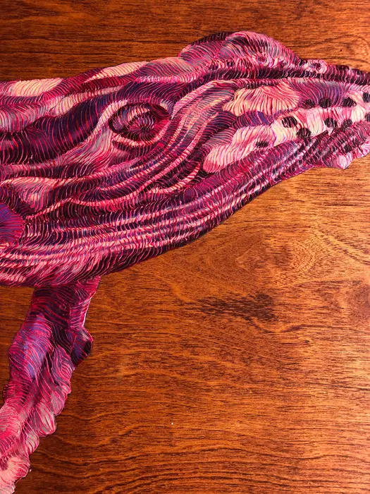 Sunset Pink Humpback Whale - Study 1. Stained Wood Background by Sarah ...