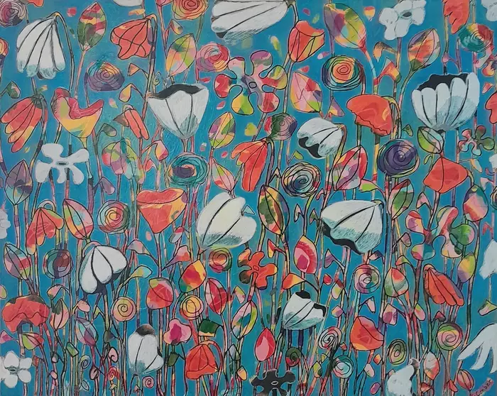 White and Orange Poppies by Alison Comber