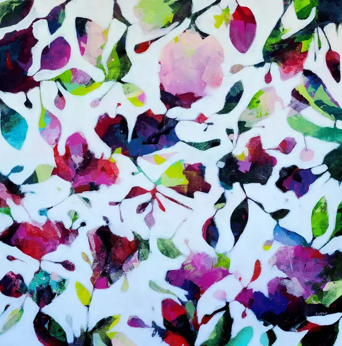 Outside In ...large abstract floral painting by Debra Sutton by Debra ...
