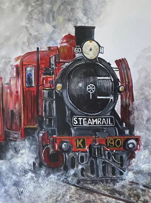 Red Steam Train by Jenine Bell