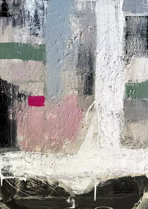 TRANSCEND - Textured Abstract Expression Monochromatic White Pink Black ...