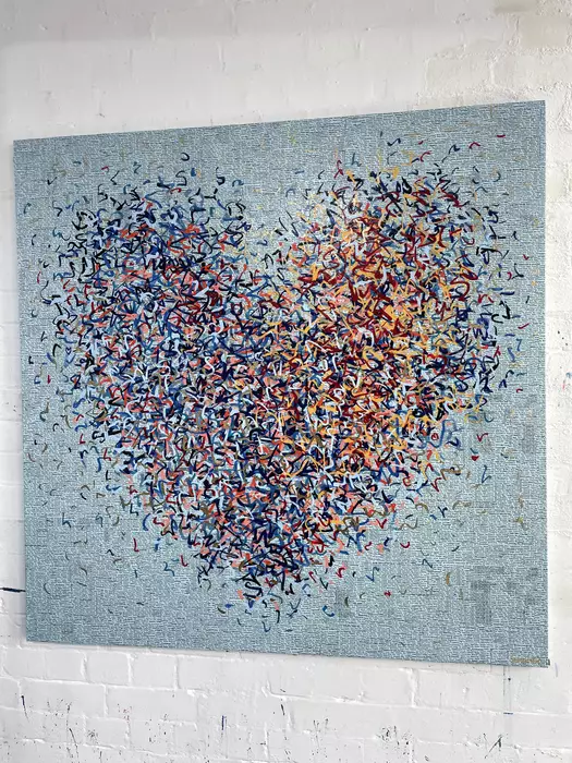 The Trusting Optimist - 127cm squ - mixed media on canvas by George Hall