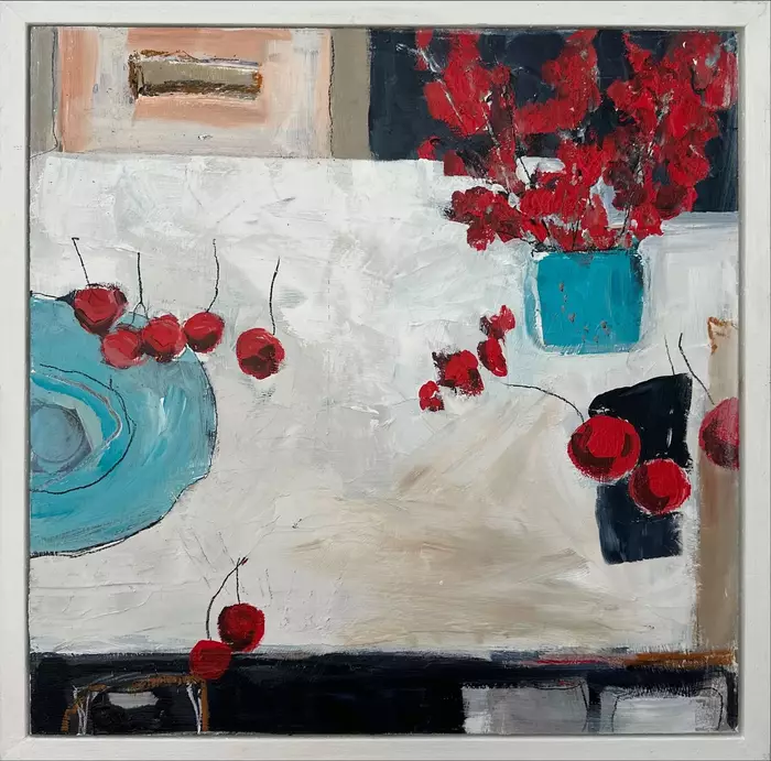 Cherries on my breakfast table by Jennifer Baxter