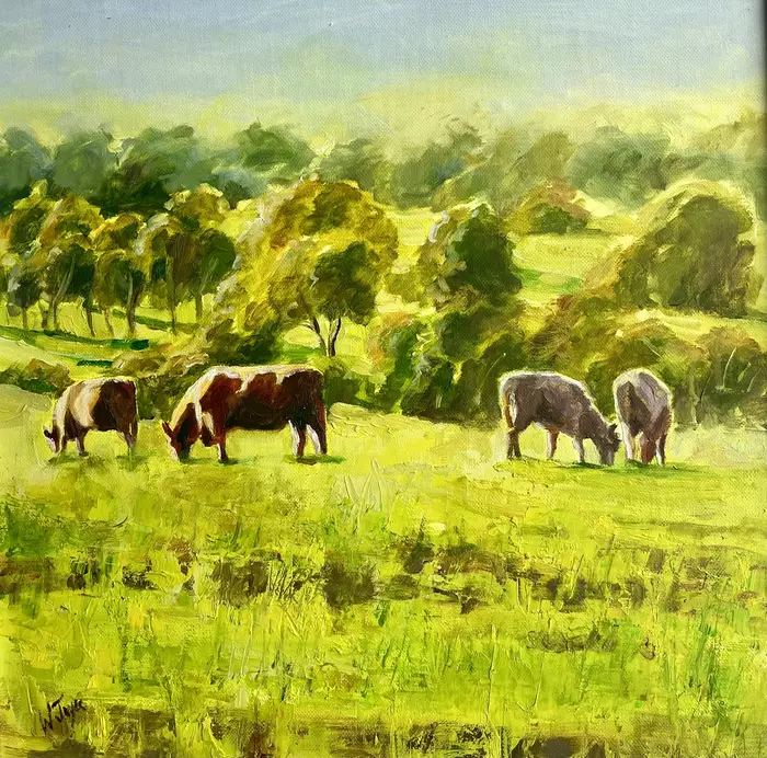 Cattle on spring pasture by Wendy Joyce