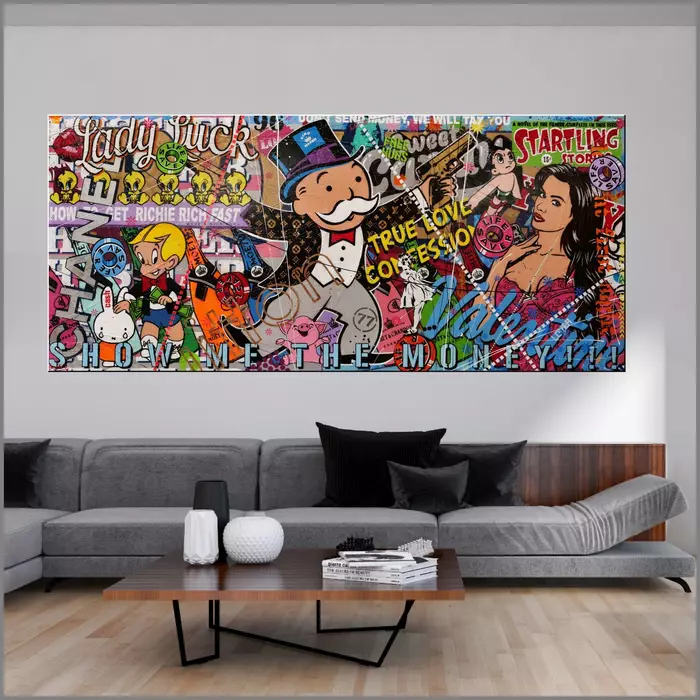 All About The Money 270cm x 120cm Monopoly Man Urban Pop Art Textured ...