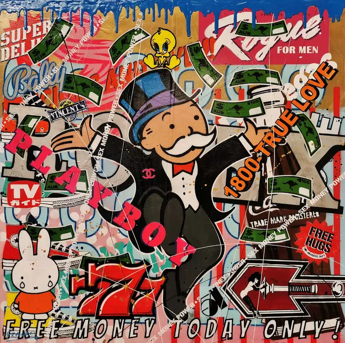 Monopoly Man - Free Money 120cm x 120cm Monopoly Man Urban Pop Art ...